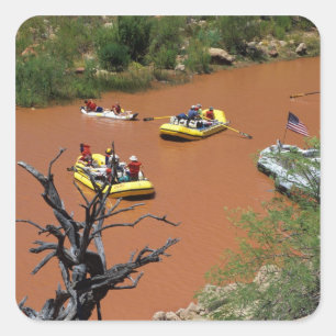 Ruderboot-Rafts fahren in den Colorado River Quadratischer Aufkleber