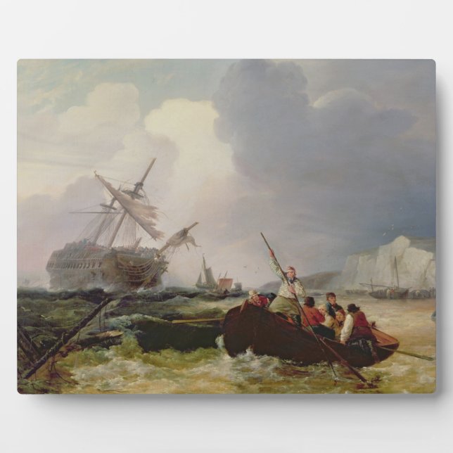 Ruderboot zu Hilfe eines Menschen-o'-Krieges in ei Fotoplatte (Vorderseite)