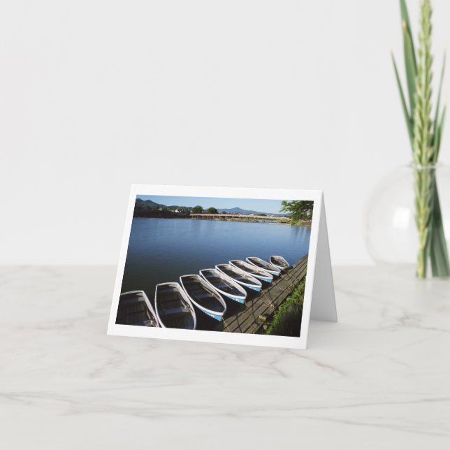 Ruderboote in Arashiyama, Kyoto Grußkarte Karte (Vorderseite)