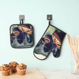 Ruderboote in Durham Ofenhandschuh & Topflappen-Set