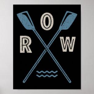 Rudercrew-Steuermann-Ruderer Retro-Boot-Paddel S Poster