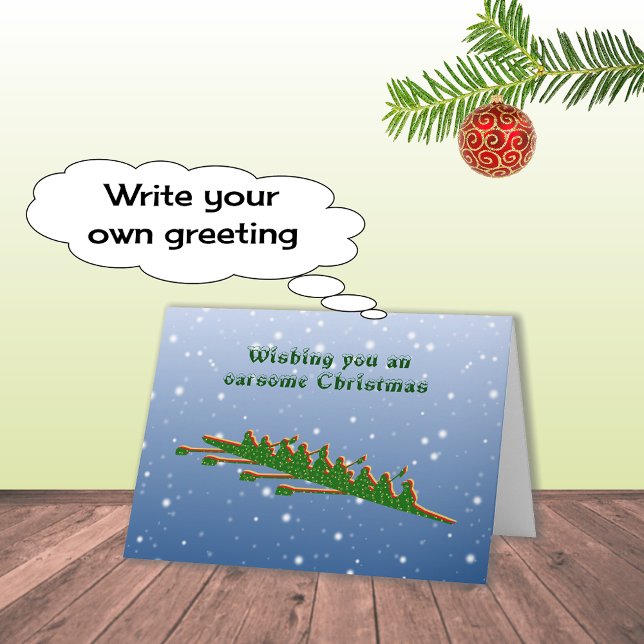 Ruderend Crew Grün Silhouette Weihnachten Karte (Von Creator hochgeladen)