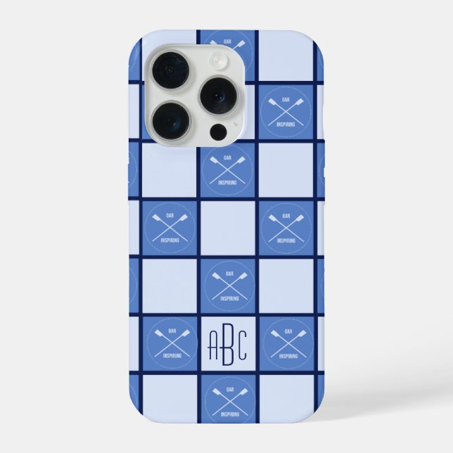 Ruderer kreuzten Ruder Initialen blau iPhone Hülle (Rückseite)