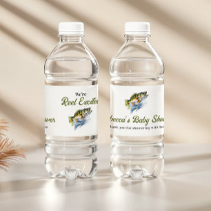 Rudern begeistert Big Fish Fisherman Baby Shower Wasserflaschenetikett