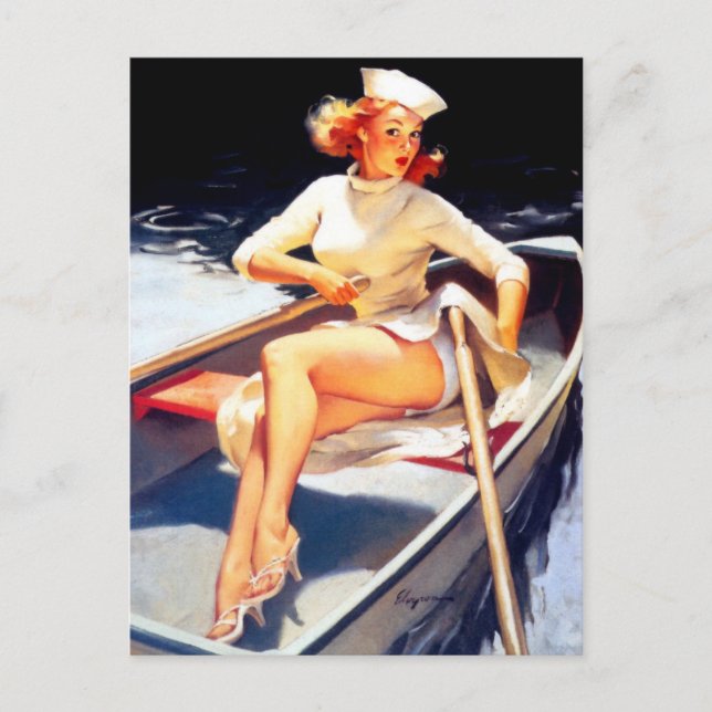 Rudern Pin Up Postkarte (Vorderseite)