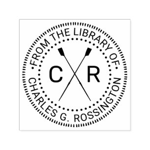 Rudern Ruderer Crew 2 Initialen Bibliotheksbuch Na Permastempel