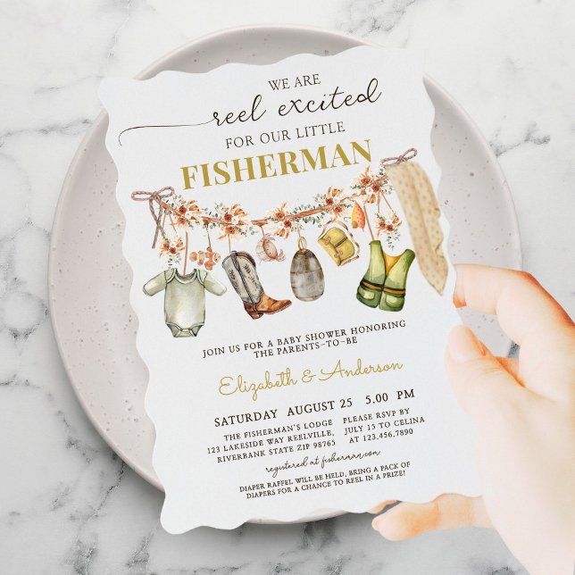 Rudern Sie die spannende Baby-Dusche für die Fisch Einladung (Von Creator hochgeladen)