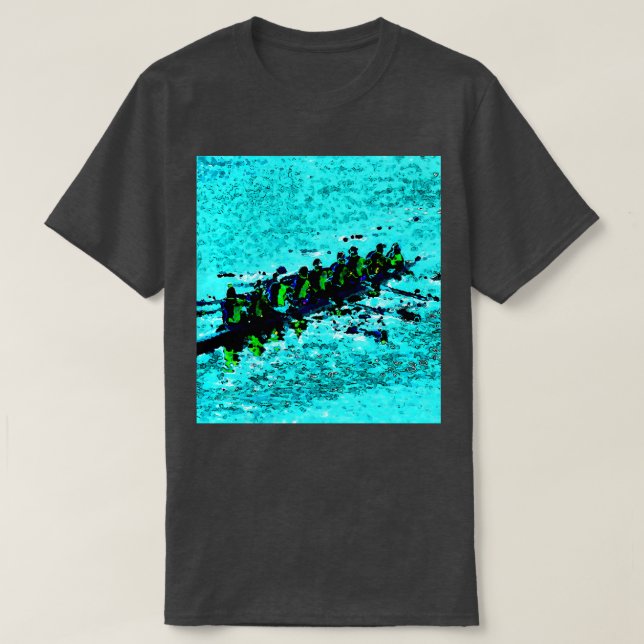 Rudern über blaues Wasser T-Shirt (Design vorne)