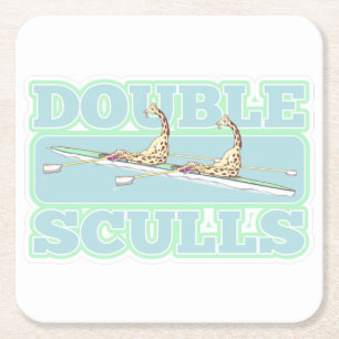Rudern von Doppelschädeln Rechteckiger Pappuntersetzer