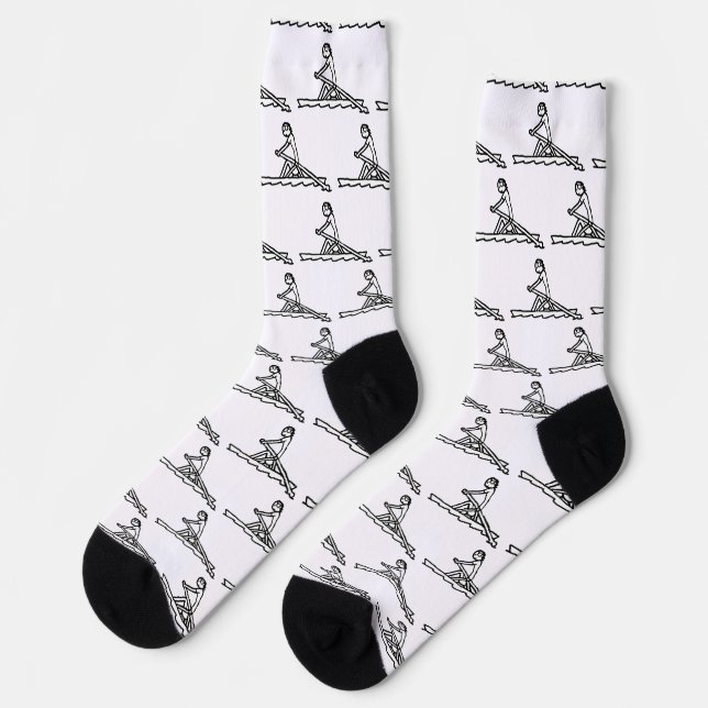 Rudernder Stickman Socken (Linkes Detail)