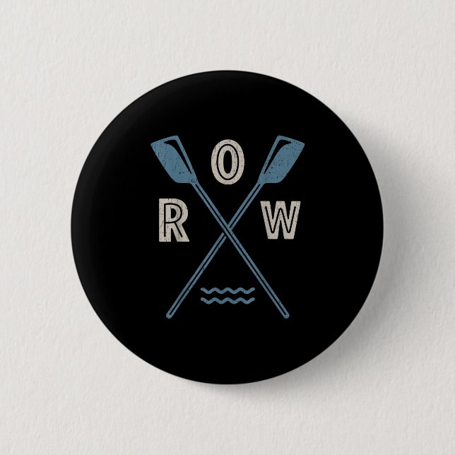 Ruderreihe Crew Steuermann Ruderer Retro Boot Padd Button (Vorderseite)