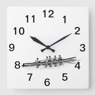 Ruderrowers Crew Team Wassersport Quadratische Wanduhr
