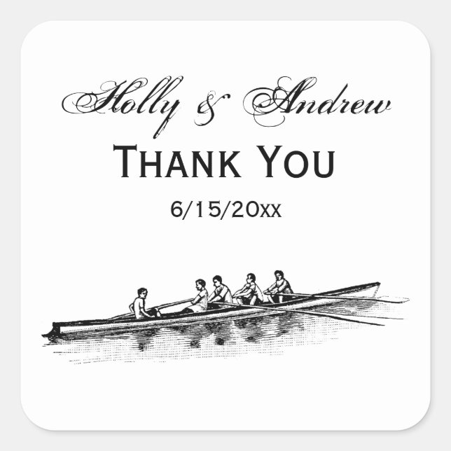 Ruderrowers Crew Team Wassersport Quadratischer Aufkleber (Vorderseite)