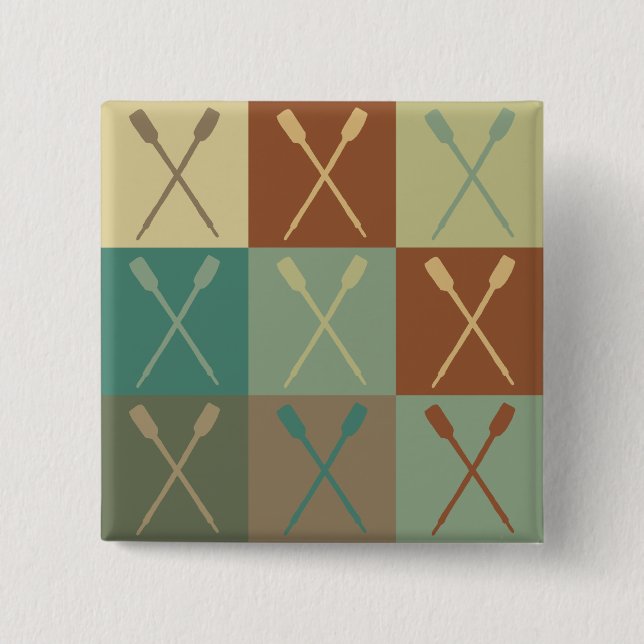 Rudersport-Pop-Kunst Button (Vorderseite)