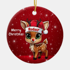 Rudolf Baby Deer, Fawn, Doe, Reindeer🦌 🎄 Keramik Ornament