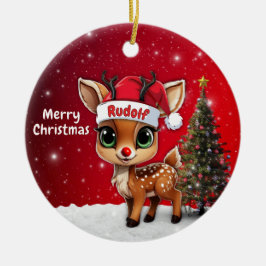 Rudolf Baby Deer, Fawn, Doe, Reindeer🦌 🎄 Keramik Ornament