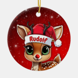 Rudolf Baby Deer, Fawn, Doe, Reindeer🦌 🎄 Keramik Ornament