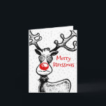 Rudolf the Reindeer wishes you a Merry Christmas Feiertagskarte<br><div class="desc">Rudolph the reindeer wishes everyone a Merry Stressmas despite being stressed out by Christmas.</div>