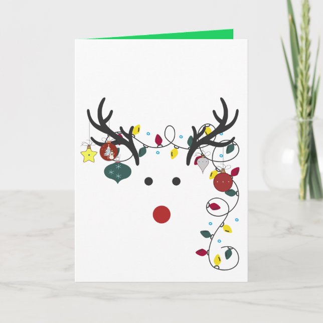 "Rudolph All Done Up" Klappkarte Karte (Vorderseite)