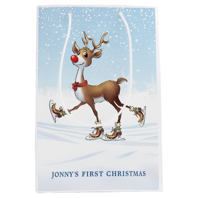 Rudolph Baby First Christmas Geschenktasche Mittlere Geschenktüte (Vorderseite)