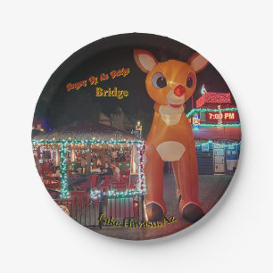Rudolph bei Burgers by Bridge, Holiday Postcard Pappteller