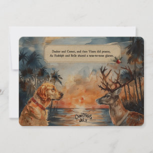 Rudolph & Belle am Strand - 12x18 Grußkarte Feiertagskarte