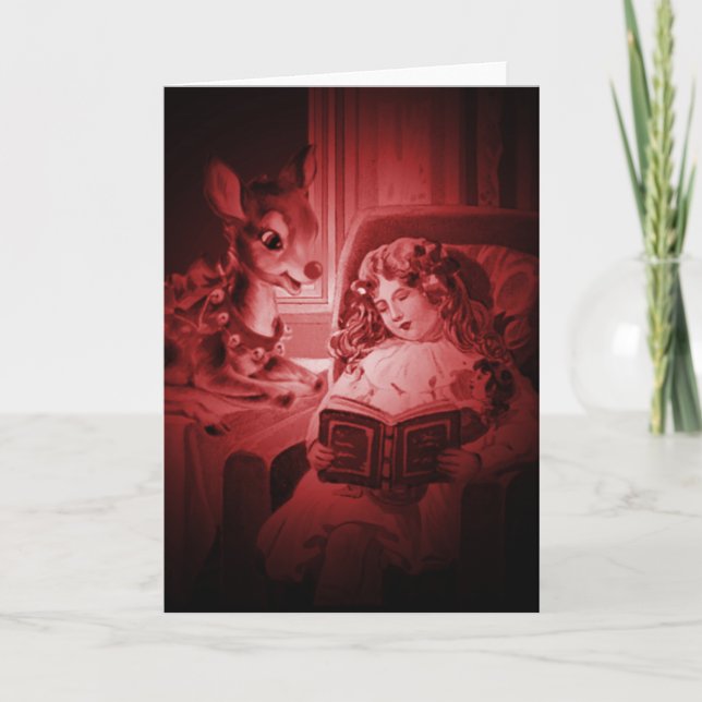 Rudolph Book Light Christmas Card Feiertagskarte (Vorderseite)