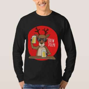 Rudolph Brewdolph Reindeer Funny Beer Christmas Ca T-Shirt