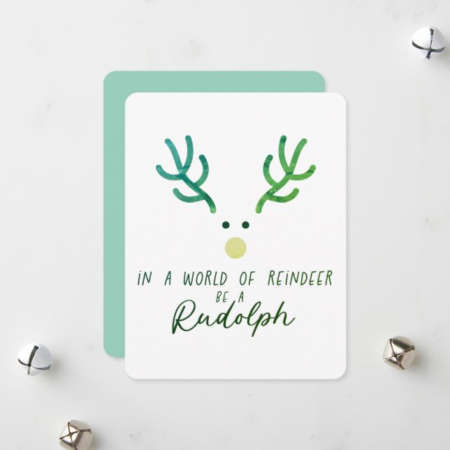 Rudolph Christmas Card Feiertagskarte (Vorderseite/Rückseite Beispiel)
