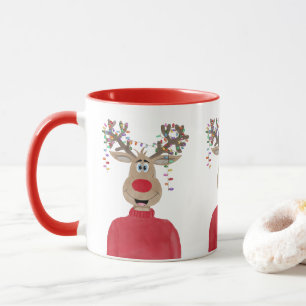 Rudolph Christmas Lights Reindeer Tasse
