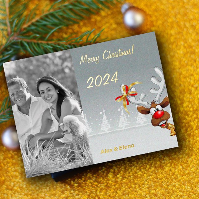 Rudolph Christmas monochrome Foto Folien Feiertagspostkarte (Von Creator hochgeladen)