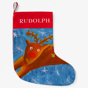 Rudolph das Rentier personalisierter Name Kleiner Weihnachtsstrumpf