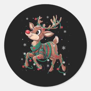 Rudolph Das Rote Nasen Rentier Für Kinder Und Weih Runder Aufkleber