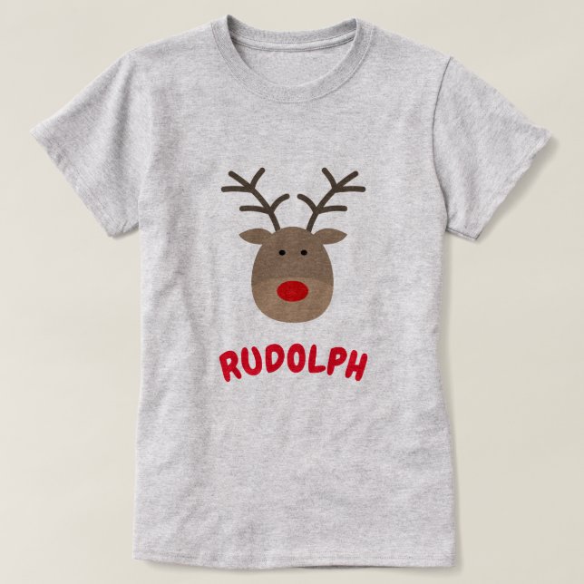 Rudolph die rote Nase Rentiere Weihnachten auf Shi T-Shirt (Design vorne)