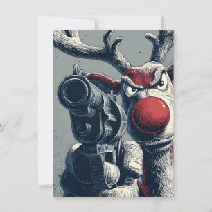 Rudolph hat Weihnachtskarten mit einer Waffe Feiertagskarte