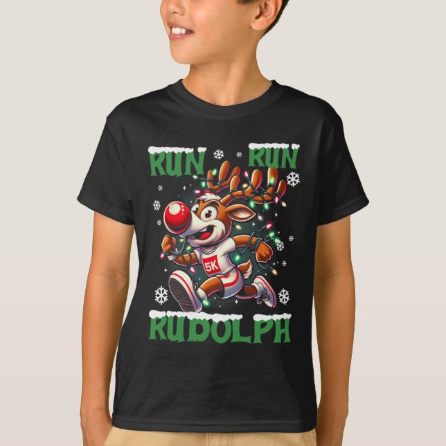 Rudolph Holiday Team Lauf 5 k Run T-Shirt (Vorderseite)