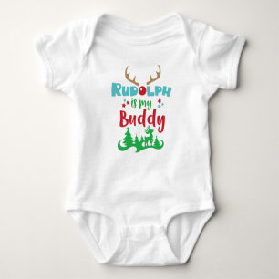 Rudolph ist mein Buddy, Rentier, Antler, Weihnacht Baby Strampler