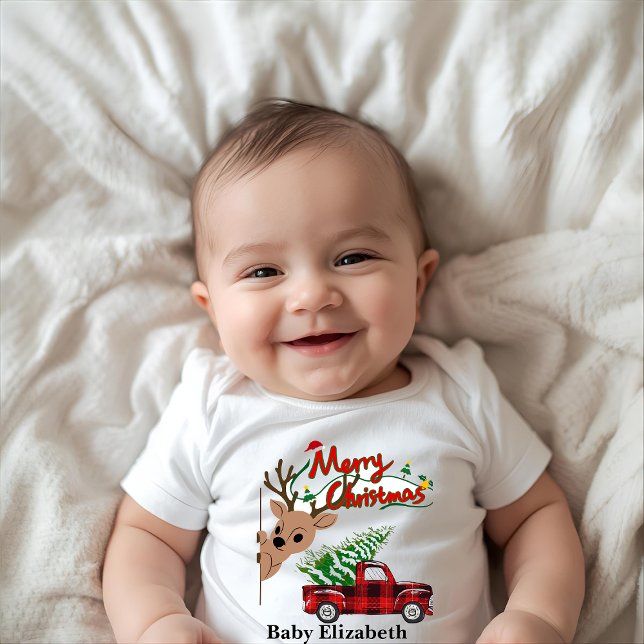 Rudolph Merry Christmas-Personalized Baby Bodysuit Baby Strampler (Von Creator hochgeladen)