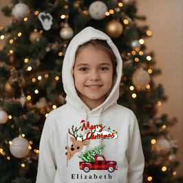 Rudolph Merry Christmas - Personalized Kids Hoodie