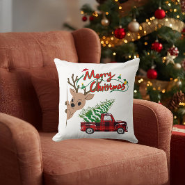 Rudolph Merry Christmas - Throw Pillow Kissen