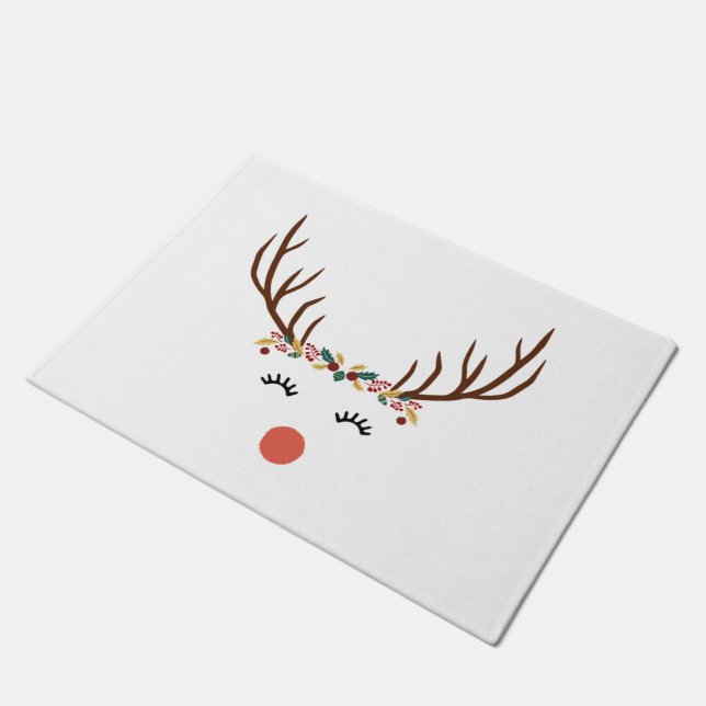 Rudolph mit Blume Fußmatte (Schrägansicht)