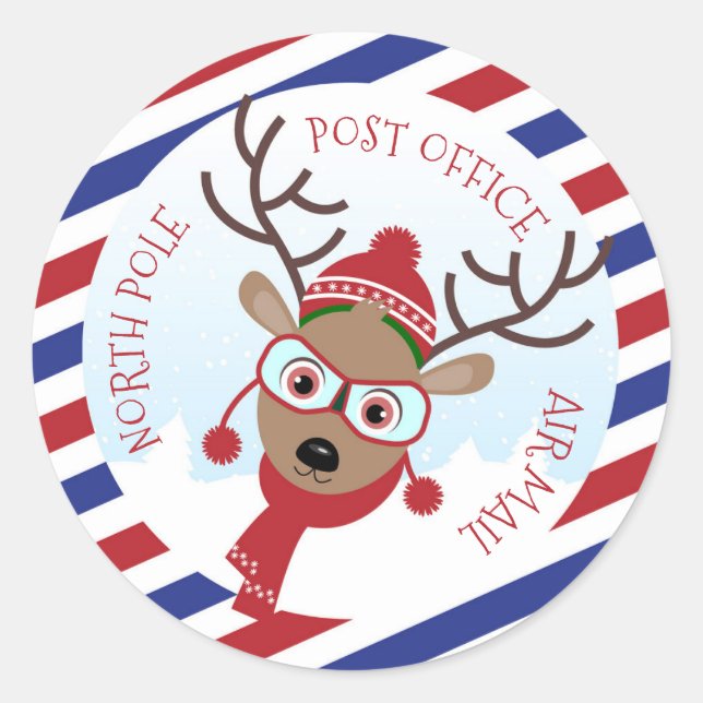 Rudolph Nordpol Postamt Rund Aufkleber (Vorderseite)