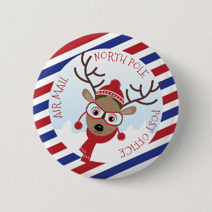 Rudolph North Pole Post Button