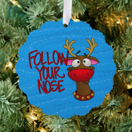 Rudolph Ornament, folgen Sie Ihrer Nase Ornament Karte