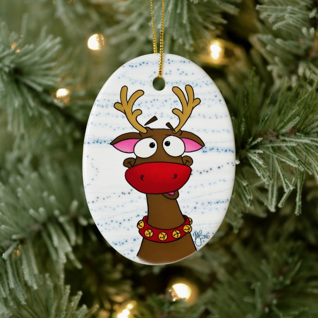 Rudolph, Ornament, Frohe Weihnachten Keramik Ornament (Baum)