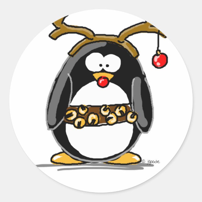Rudolph Pinguin Runder Aufkleber (Vorderseite)