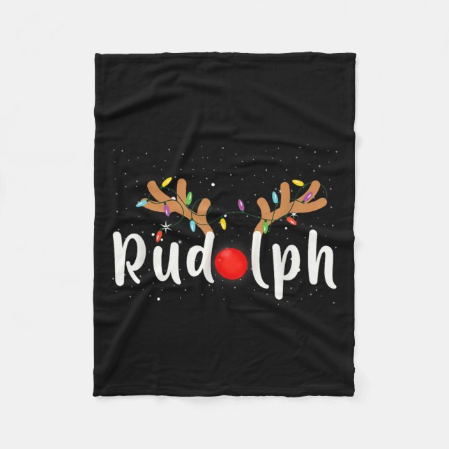 Rudolph Red Nose Funny Kids Reindeer Christmas Lig Fleecedecke (Vorderseite)