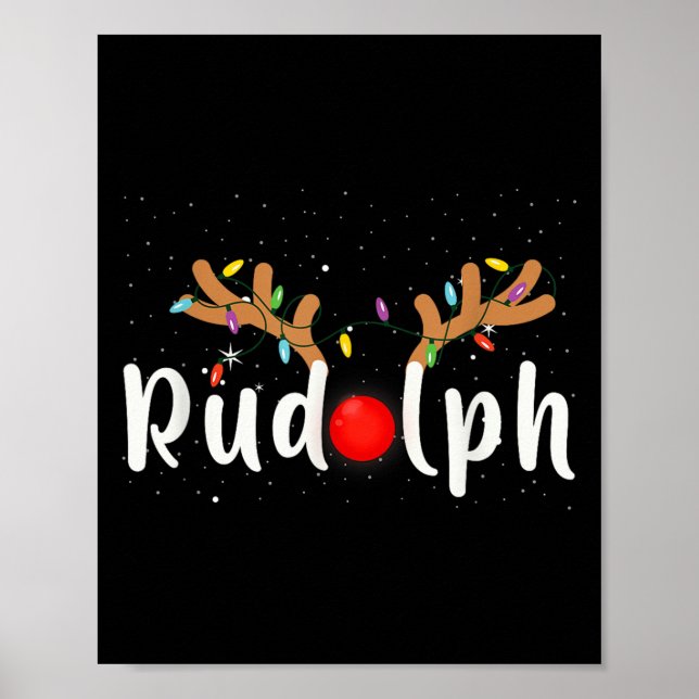 Rudolph Red Nose Funny Kids Reindeer Christmas Lig Poster (Vorne)
