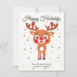 Rudolph Red Nose Reindeer Flat Holiday Card Feiertagskarte