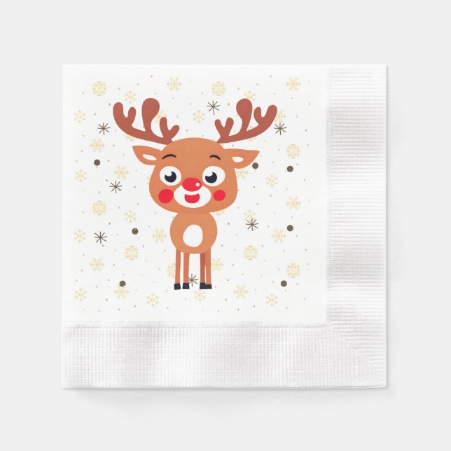 Rudolph Red Nose Reindeer Paper Napkin Serviette (Vorderseite)